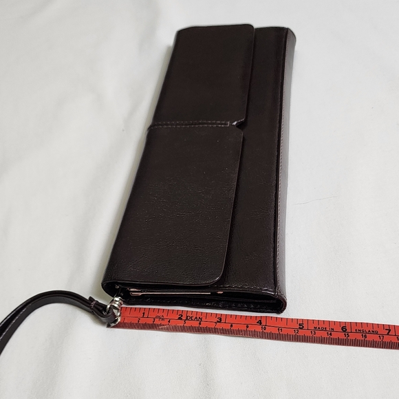 Alfani Brown Genuine Leather Clutch Wristlet Wallet Minimalist Carolyn Core 90s - Picture 11 of 12